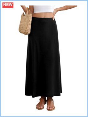 Women's Flowy A-Line Maxi Skirt Elastic Waist Casual Long Skirt S-2XL